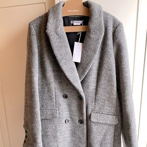 Reformation York Coat (L) // Black Herringbone NWT